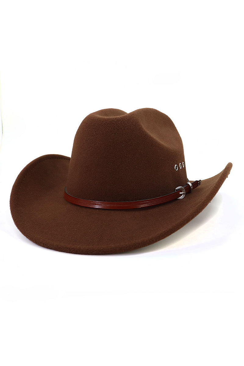 WOMEN WESTERN FELT HAT BELT JAZZ COWBOY HAT