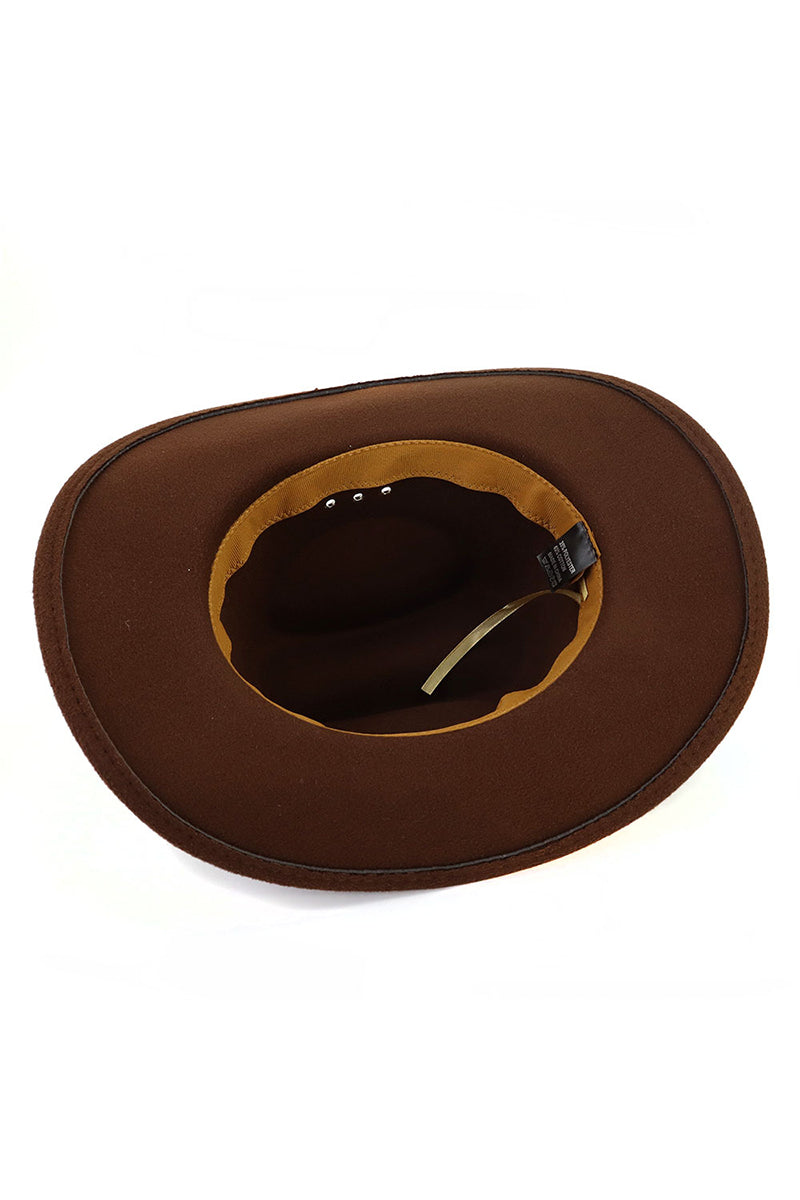 WOMEN WESTERN FELT HAT BELT JAZZ COWBOY HAT