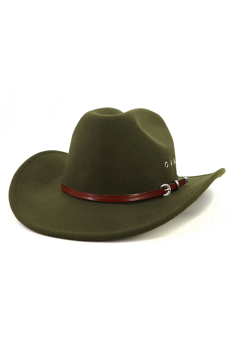 WOMEN WESTERN FELT HAT BELT JAZZ COWBOY HAT