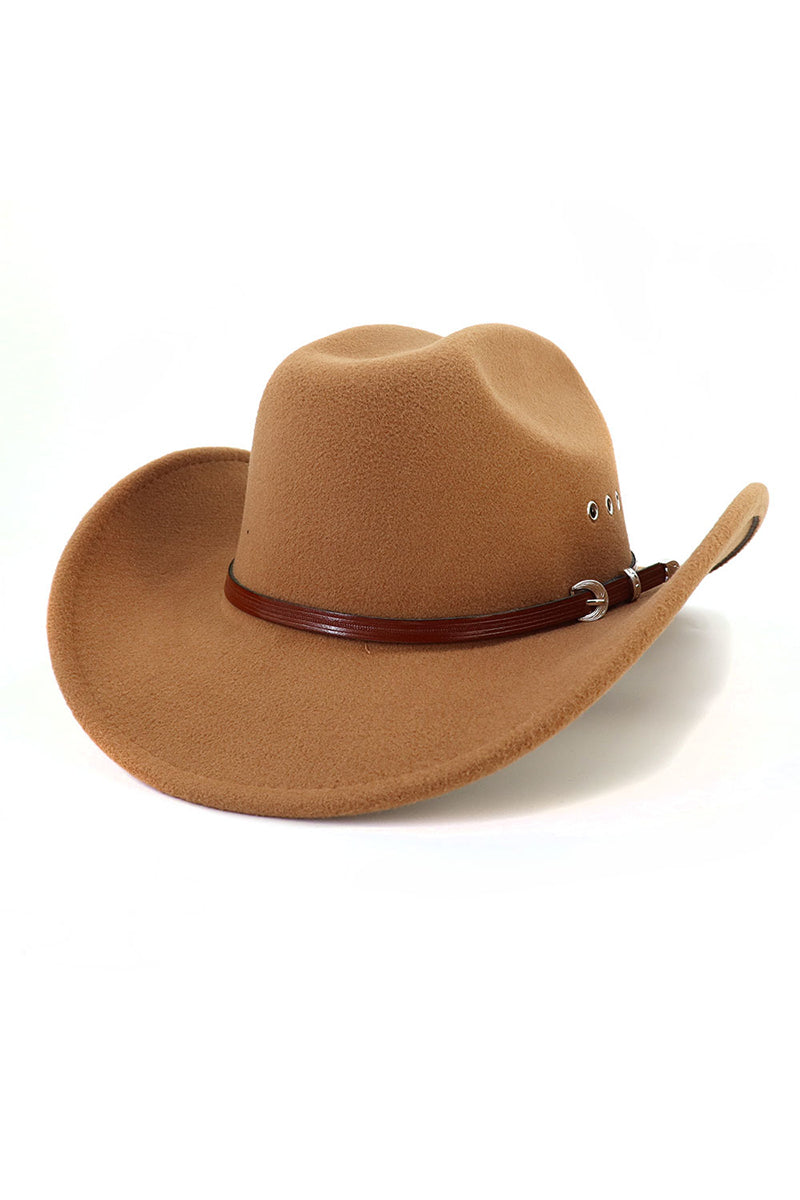 WOMEN WESTERN FELT HAT BELT JAZZ COWBOY HAT