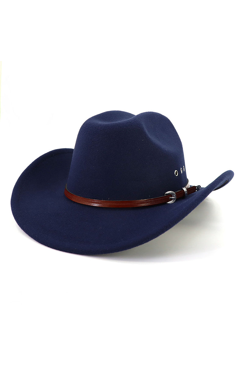 WOMEN WESTERN FELT HAT BELT JAZZ COWBOY HAT