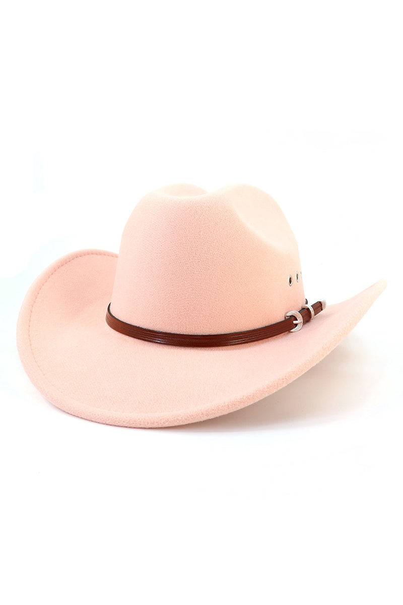 WOMEN WESTERN FELT HAT BELT JAZZ COWBOY HAT