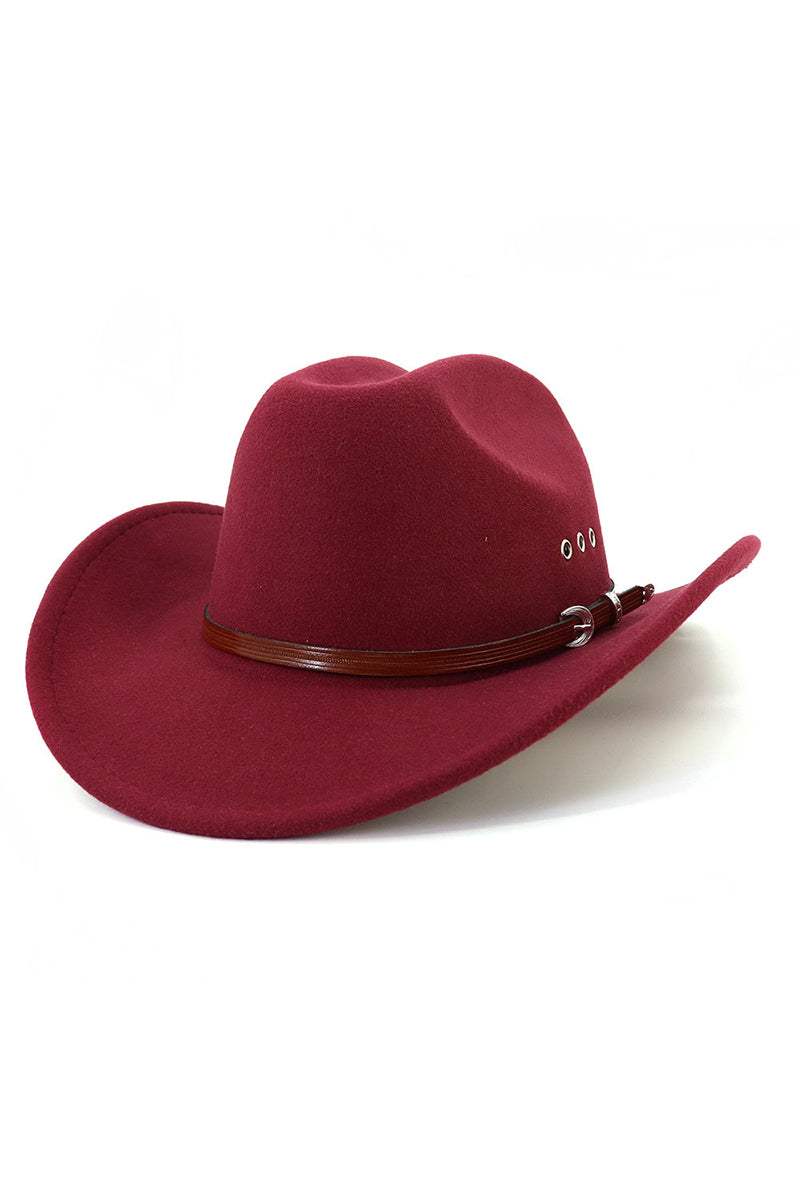 WOMEN WESTERN FELT HAT BELT JAZZ COWBOY HAT