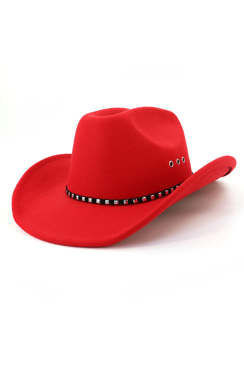 WOMEN FELT HAT BELT JAZZ COWBOY HAT