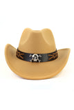 WOMEN SKULL BELT JAZZ COWBOY HAT