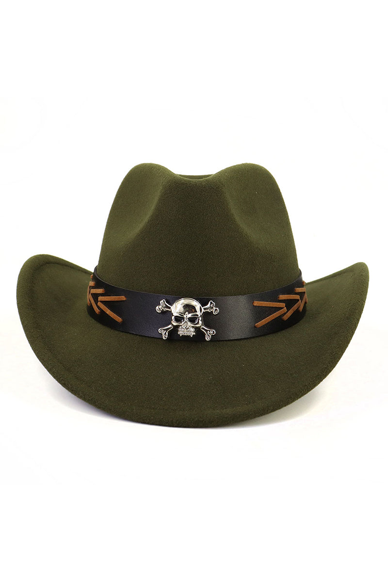 WOMEN SKULL BELT JAZZ COWBOY HAT