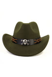 WOMEN SKULL BELT JAZZ COWBOY HAT