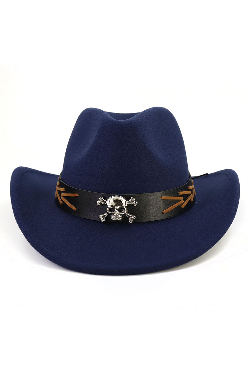 WOMEN SKULL BELT JAZZ COWBOY HAT