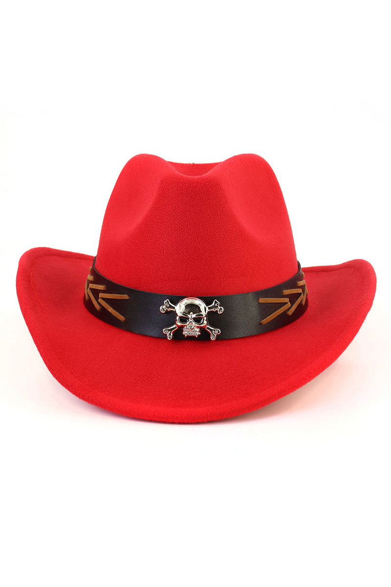 WOMEN SKULL BELT JAZZ COWBOY HAT