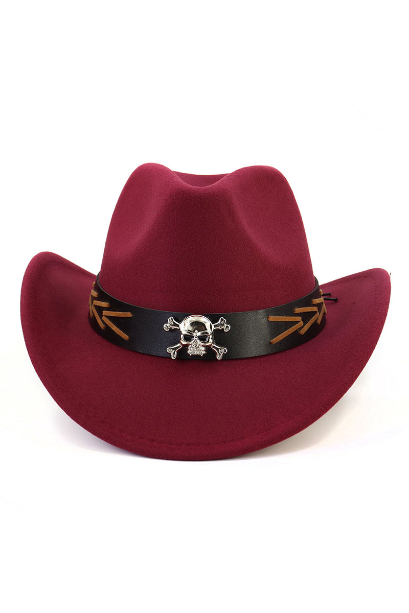 WOMEN SKULL BELT JAZZ COWBOY HAT