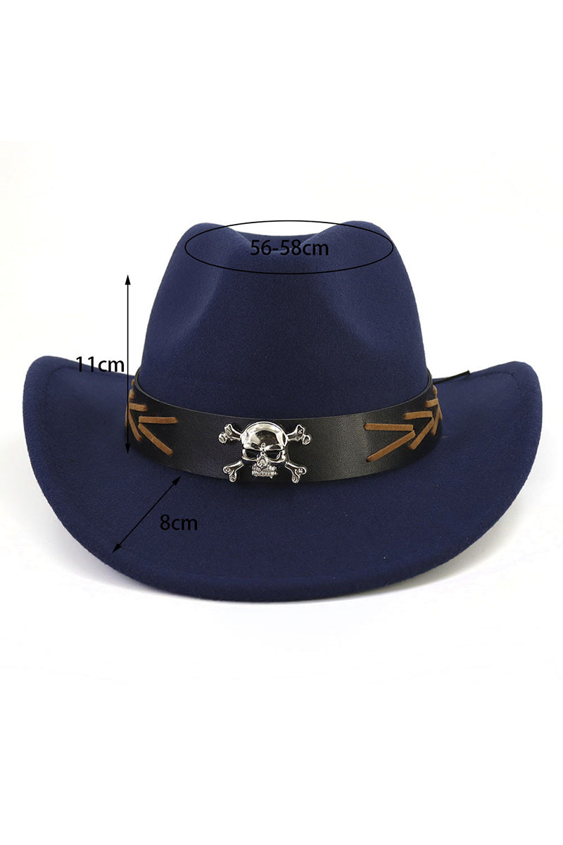 WOMEN SKULL BELT JAZZ COWBOY HAT