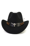 WOMEN WIDE BELT JAZZ COWBOY HAT