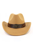 WOMEN RETRO WESTERN WIDE BELT COWBOY HAT