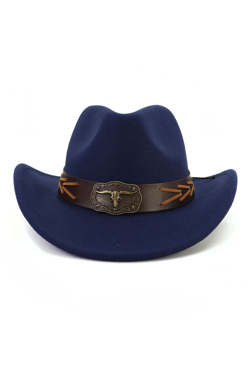 WOMEN RETRO WESTERN WIDE BELT COWBOY HAT