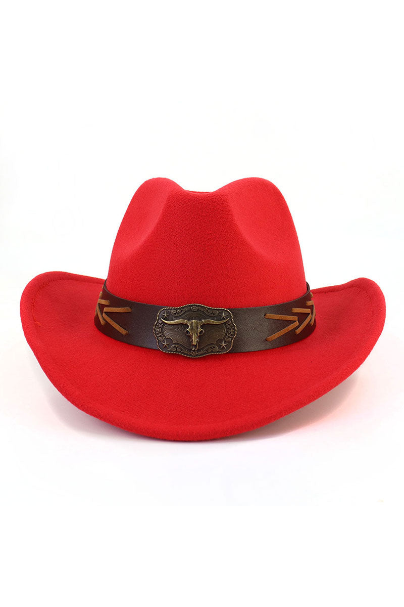 WOMEN RETRO WESTERN WIDE BELT COWBOY HAT