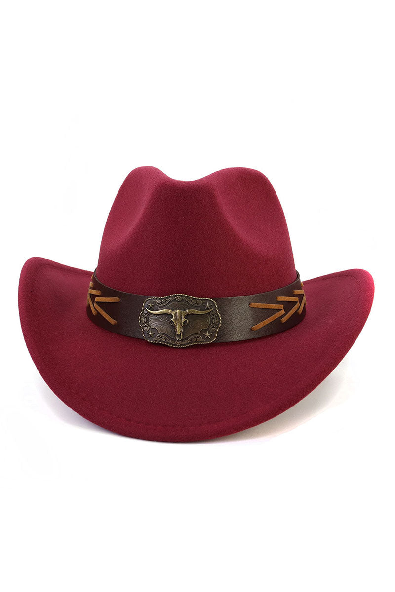 WOMEN RETRO WESTERN WIDE BELT COWBOY HAT