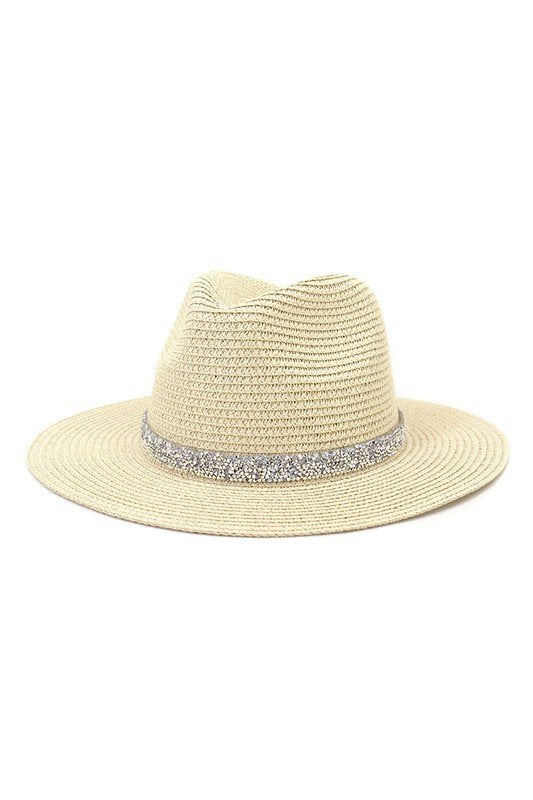 FASHION MASONRY JAZZ RHINESTONE STRAW HAT