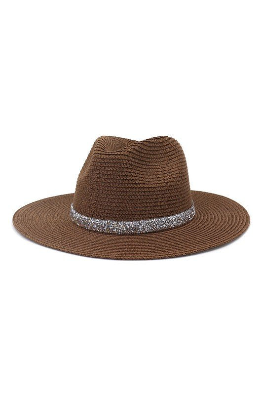 FASHION MASONRY JAZZ RHINESTONE STRAW HAT