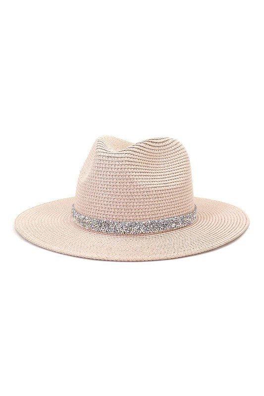 FASHION MASONRY JAZZ RHINESTONE STRAW HAT