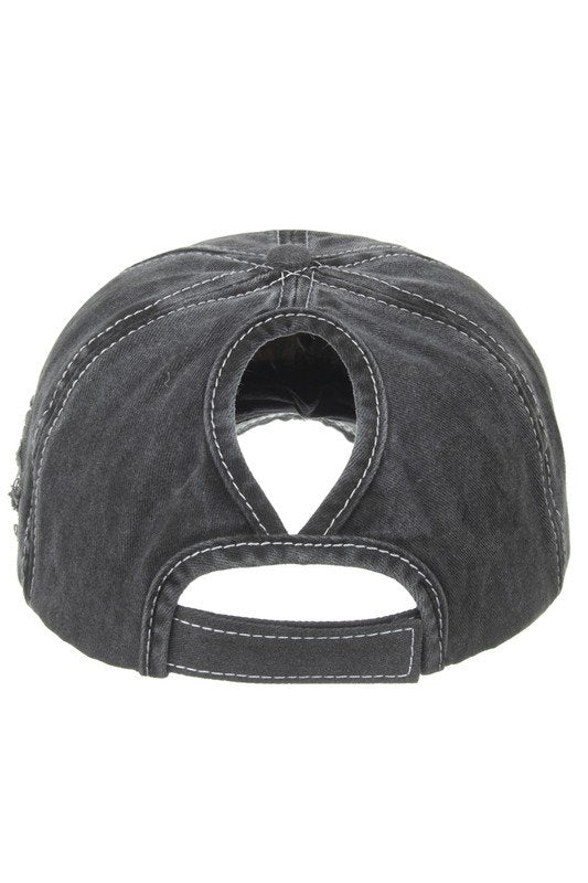 DENIM GRUNGE CASUAL BALL CAP