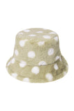 FALL, WINTER BIG DOT PATTERN FLUFFY BUCKET HAT