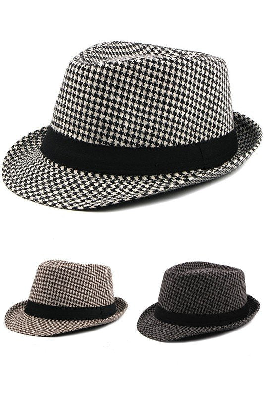 HOUND PATTERN FASHION JAZZ FEDORA