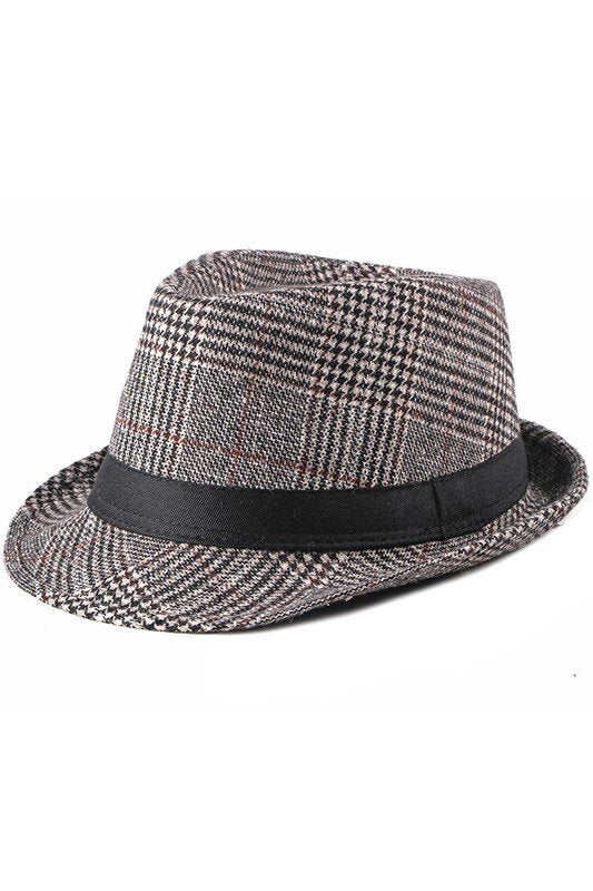 BASIC SIMPLE PLAID CASUAL FEDORA