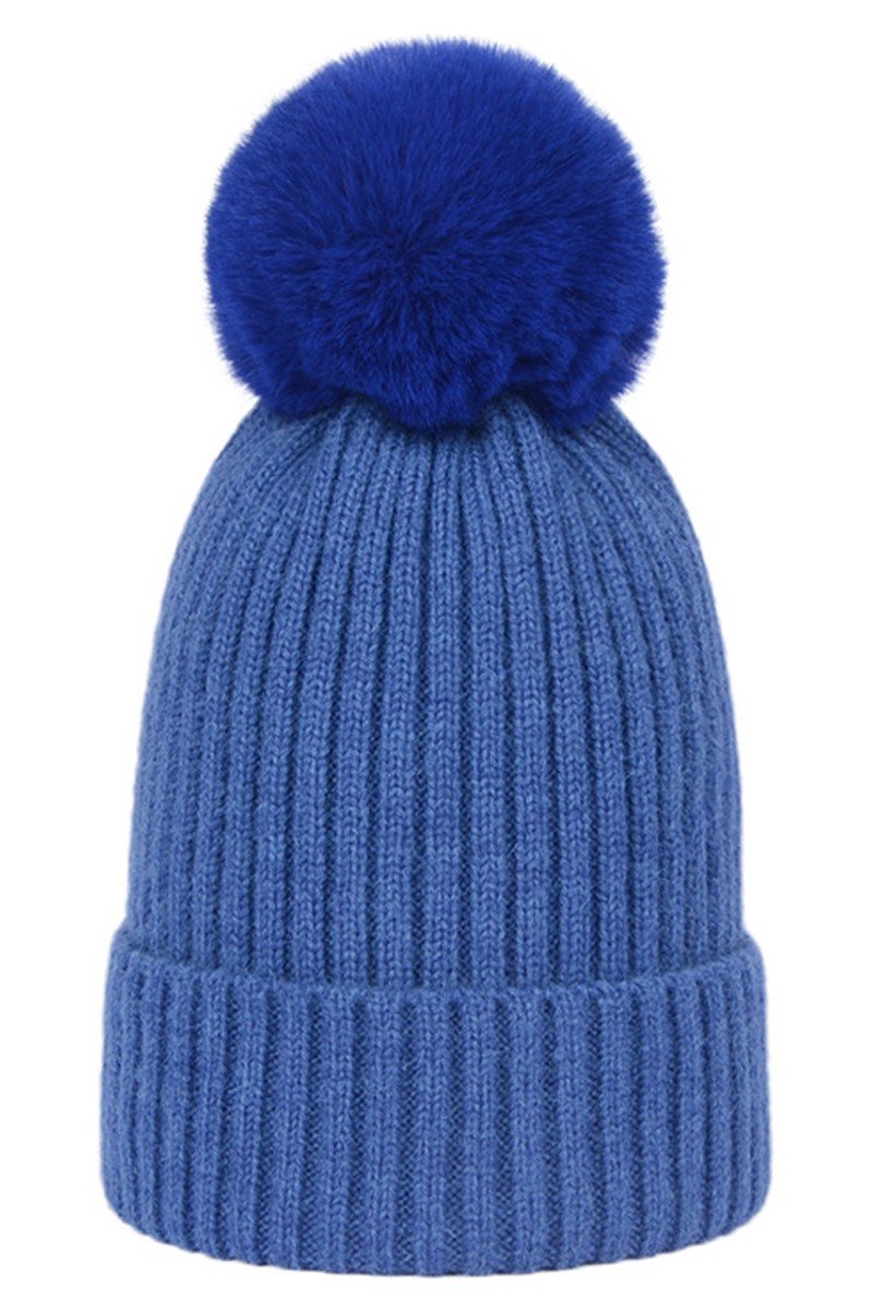 SOLID SIMPLE BASIC POM POM KNIT BEANIE