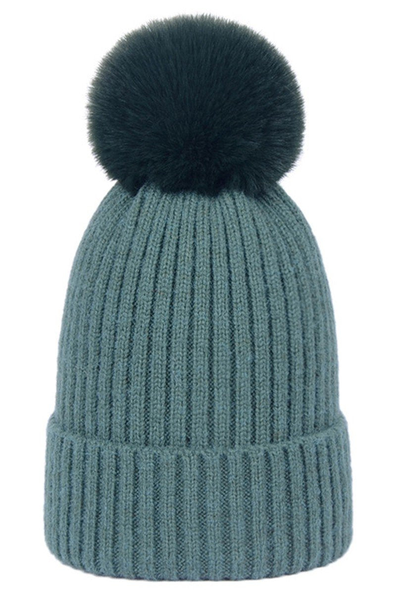 SOLID SIMPLE BASIC POM POM KNIT BEANIE