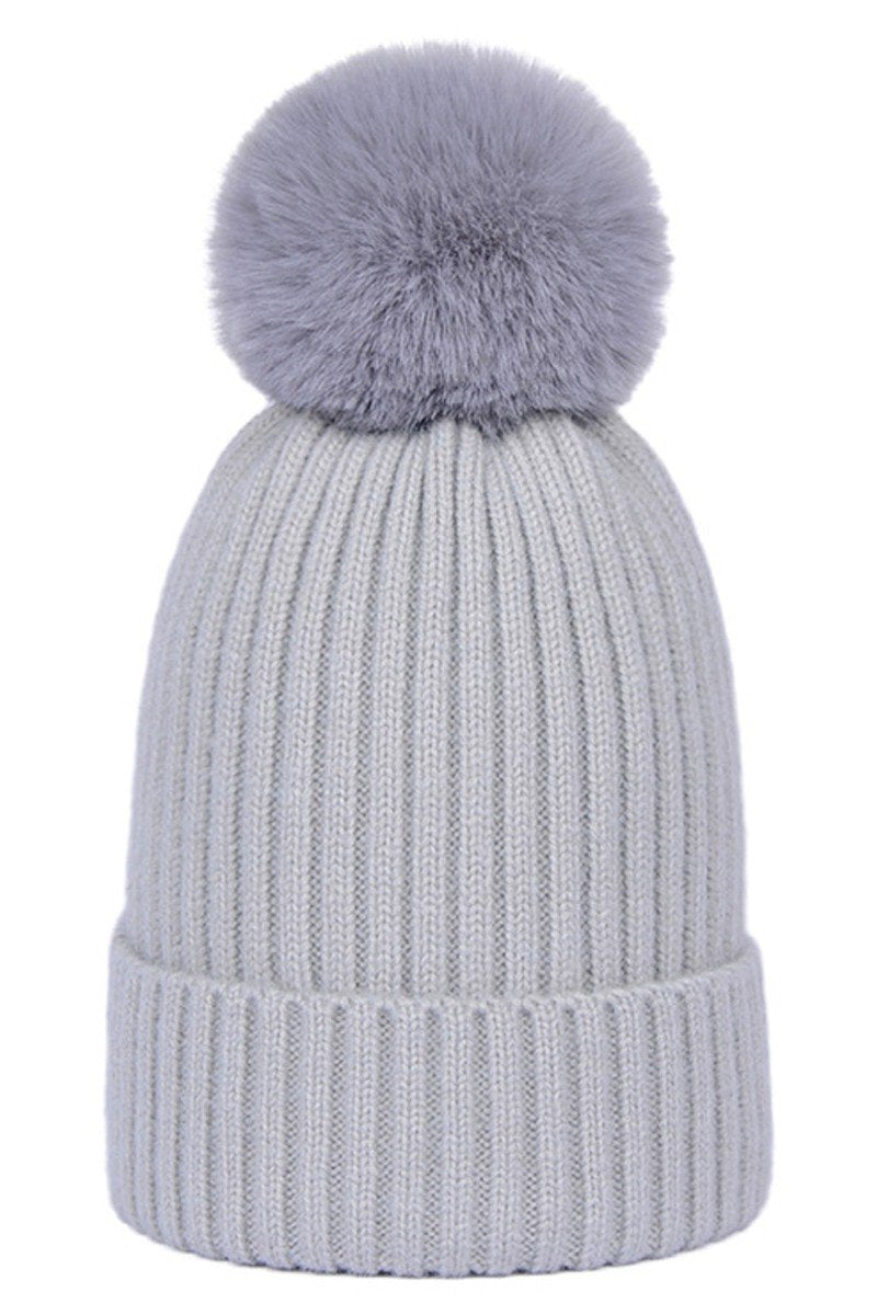 SOLID SIMPLE BASIC POM POM KNIT BEANIE