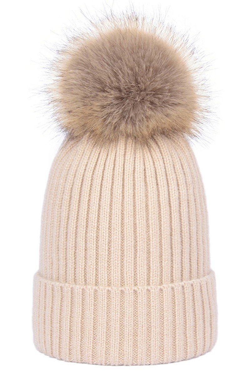 FLUFFY BALL KNIT BEANIE