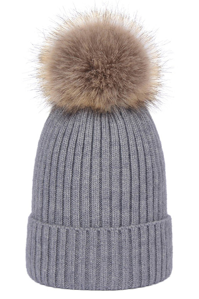 FLUFFY BALL KNIT BEANIE