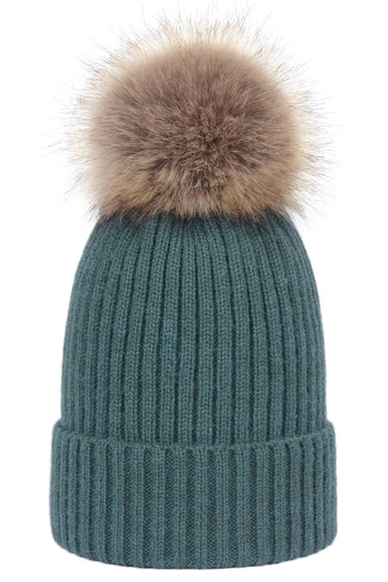 FLUFFY BALL KNIT BEANIE