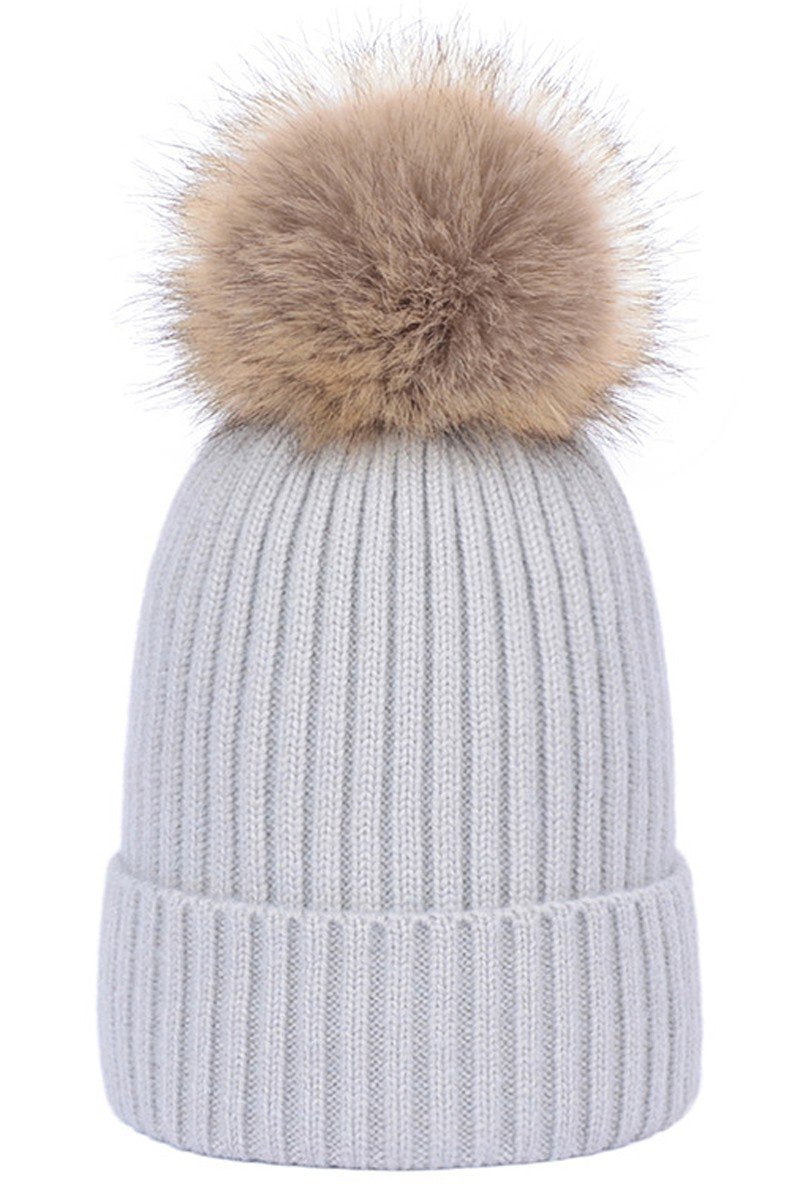 FLUFFY BALL KNIT BEANIE