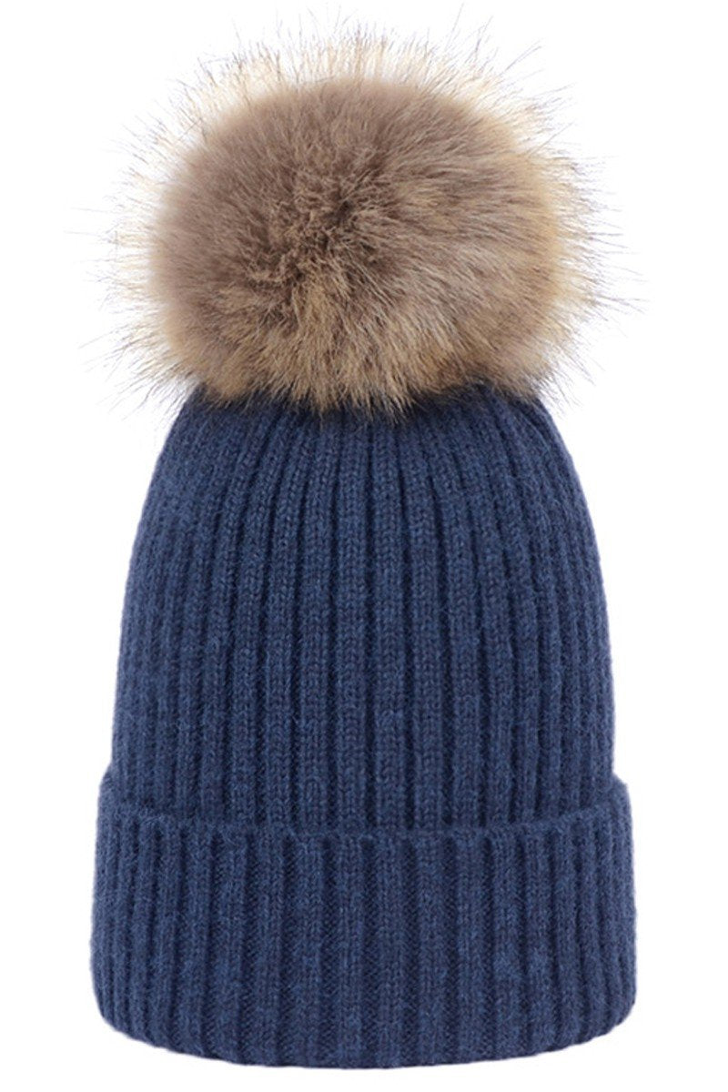 FLUFFY BALL KNIT BEANIE