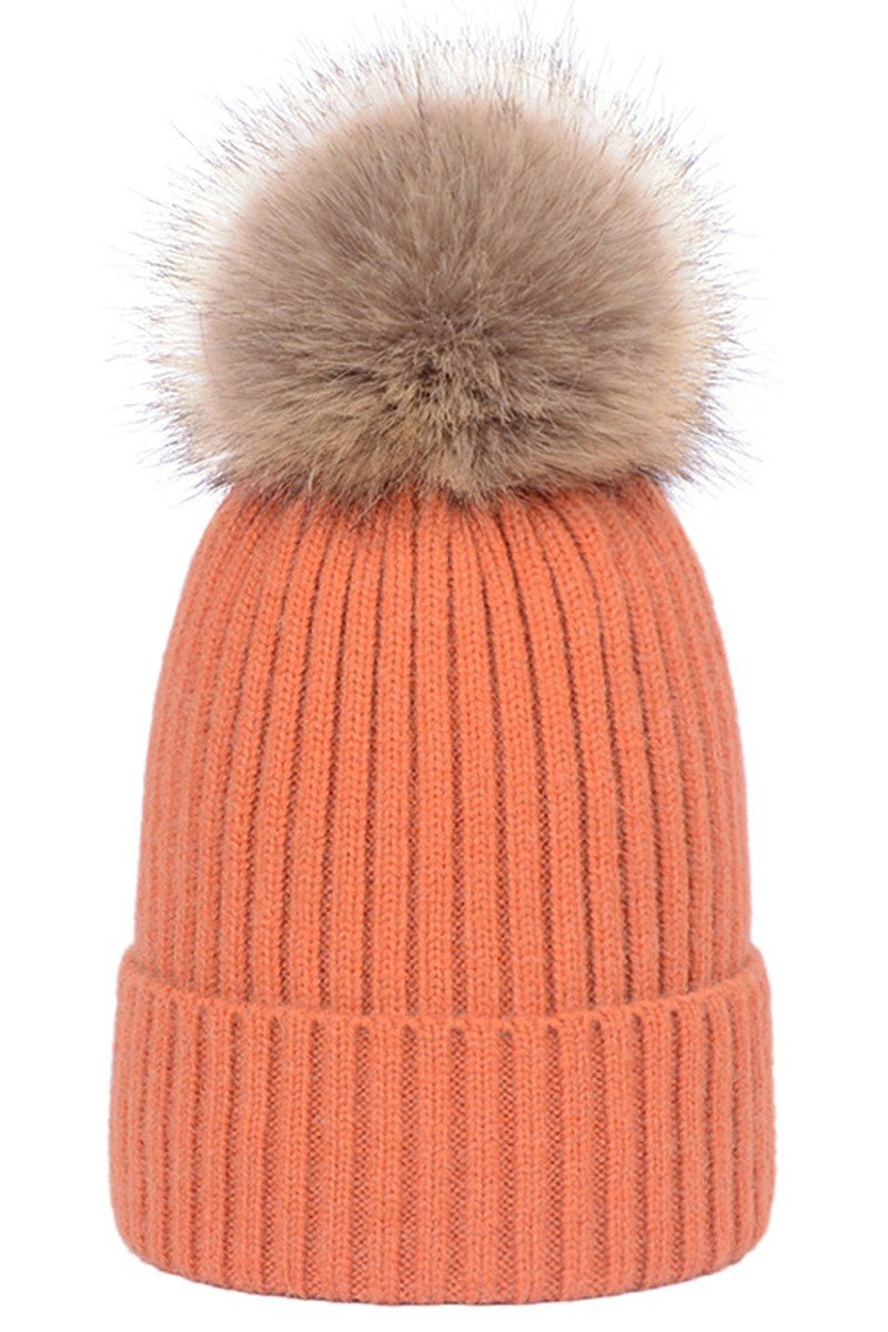 FLUFFY BALL KNIT BEANIE