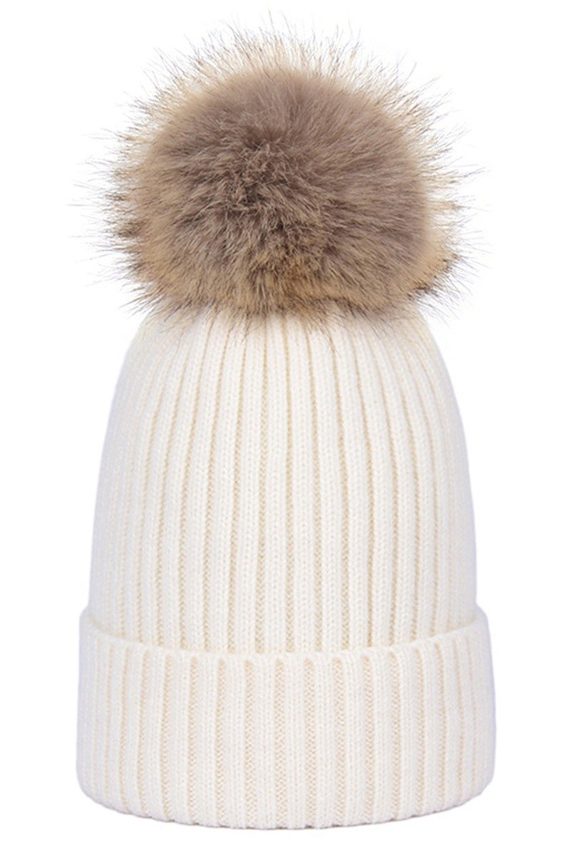 FLUFFY BALL KNIT BEANIE