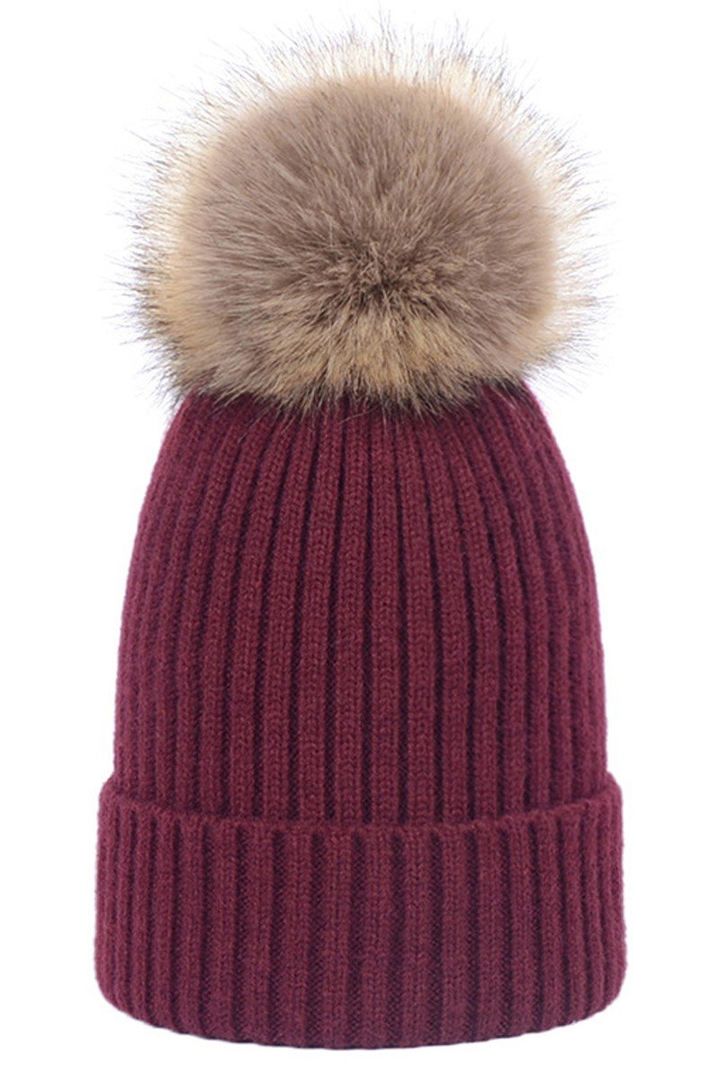 FLUFFY BALL KNIT BEANIE