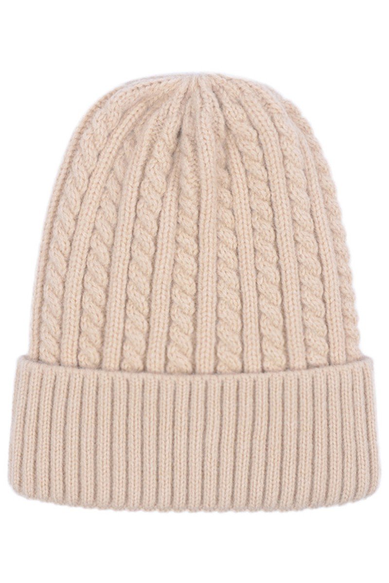 SOLID BASIC TWISTED KNIT BEANIE