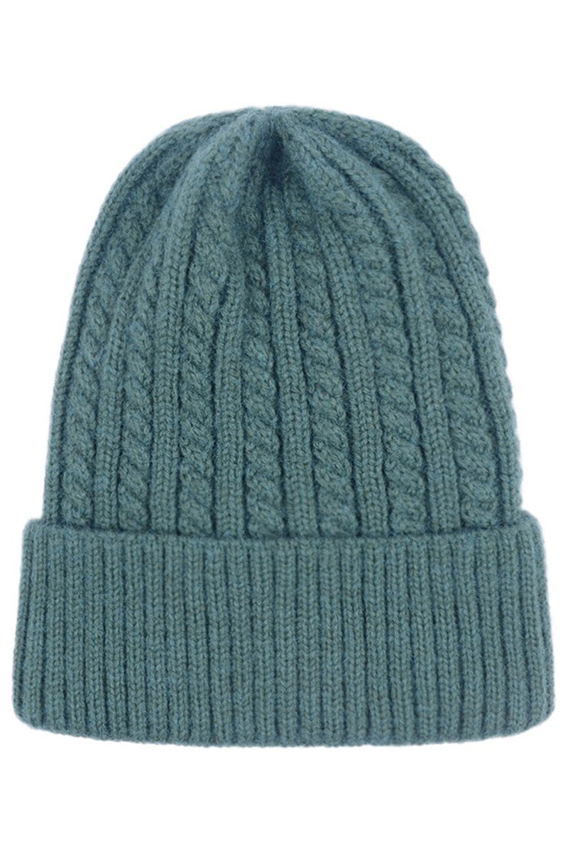 SOLID BASIC TWISTED KNIT BEANIE