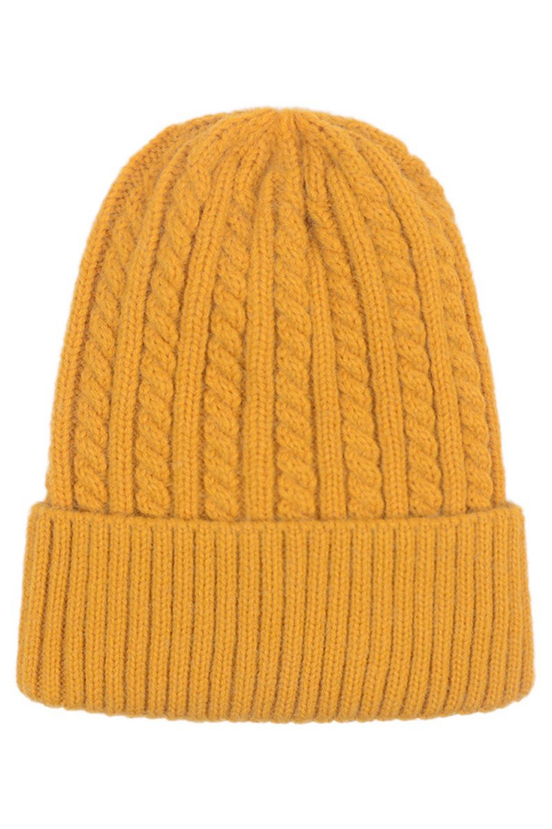 SOLID BASIC TWISTED KNIT BEANIE