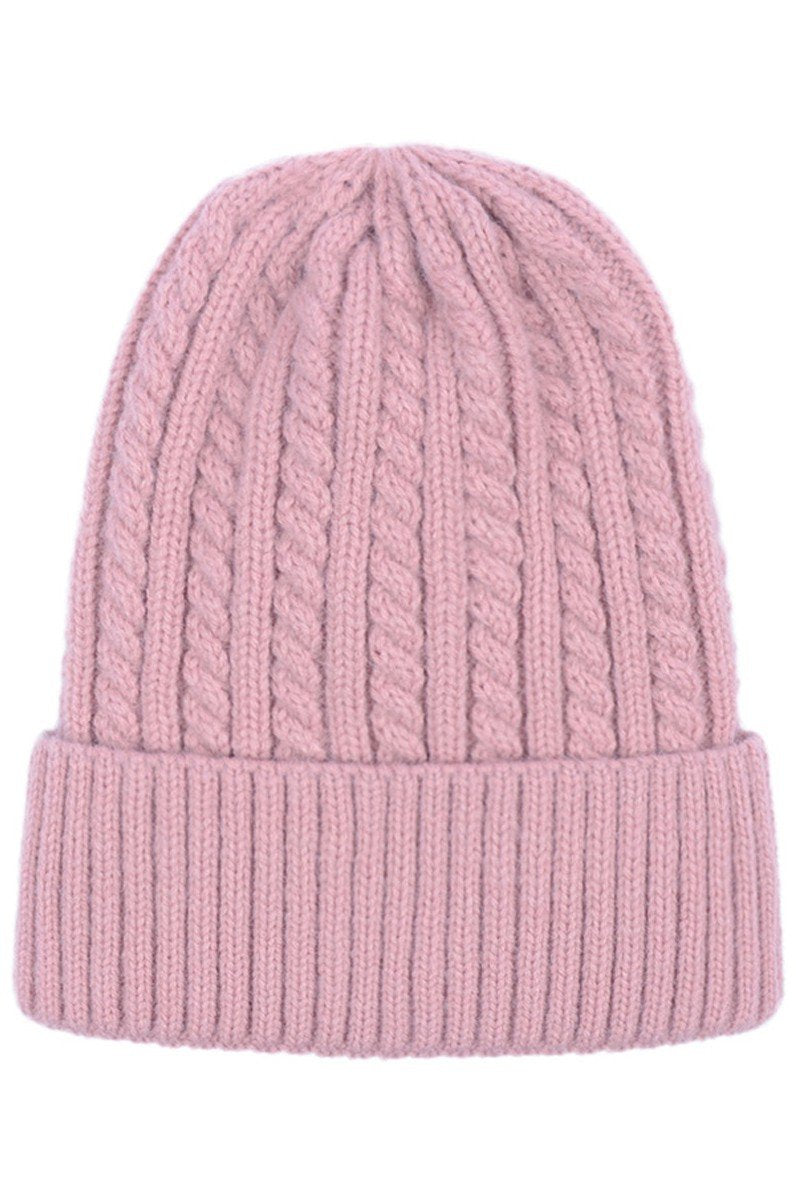 SOLID BASIC TWISTED KNIT BEANIE