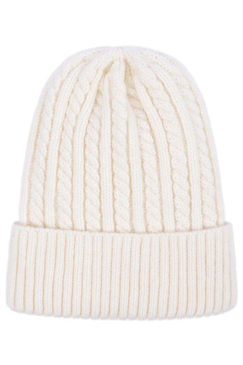 SOLID BASIC TWISTED KNIT BEANIE