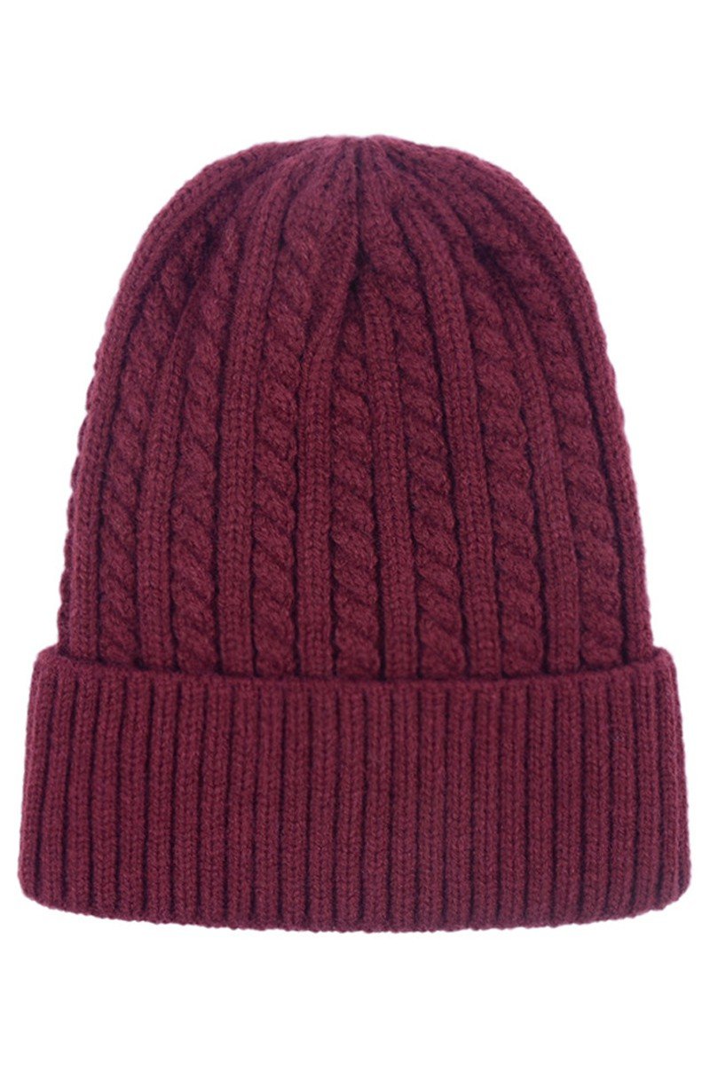 SOLID BASIC TWISTED KNIT BEANIE