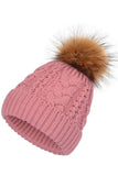 FLUFFY POM POM BASIC TWISTED KNIT BEANIE