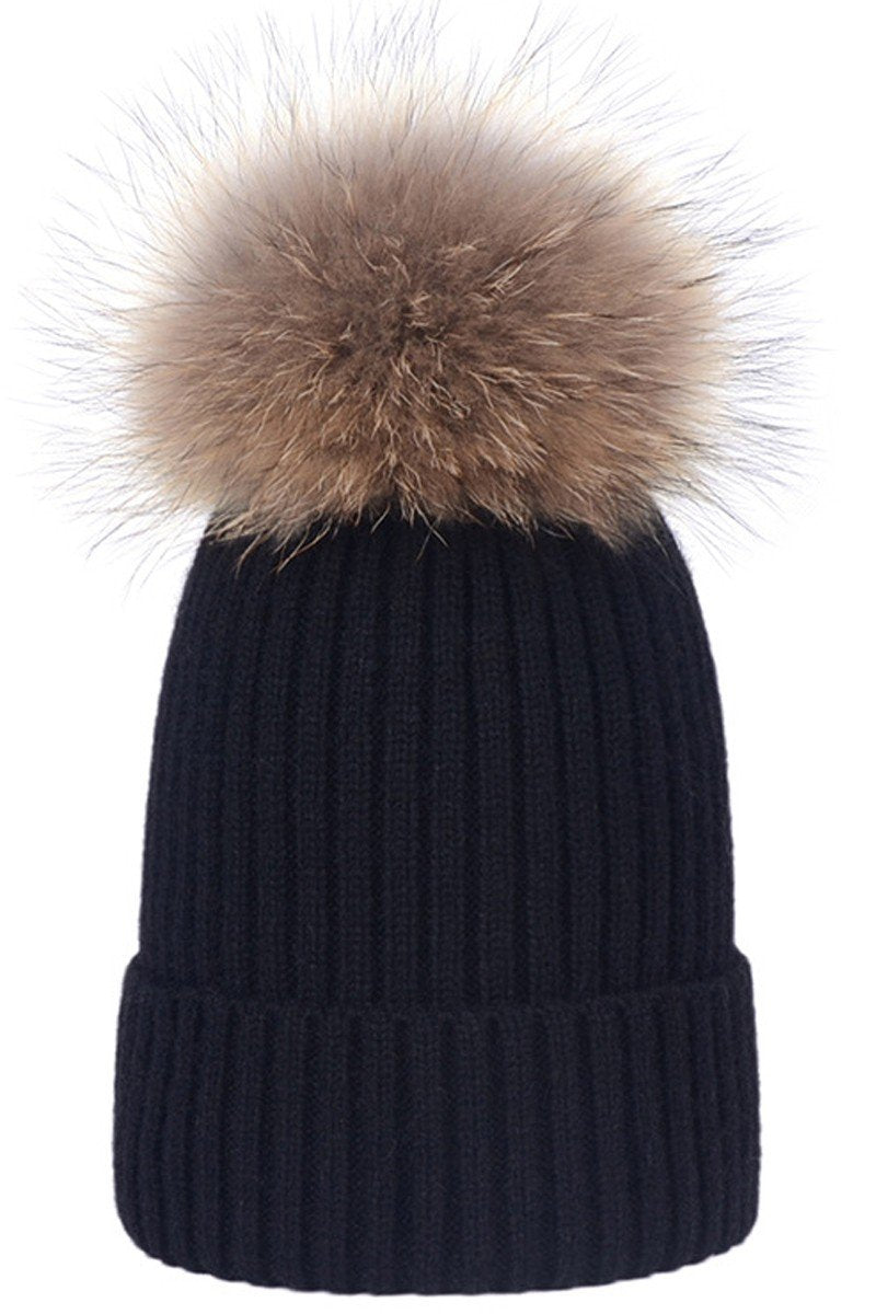 SIMPLE FASHION POM POM KNIT BEANIE