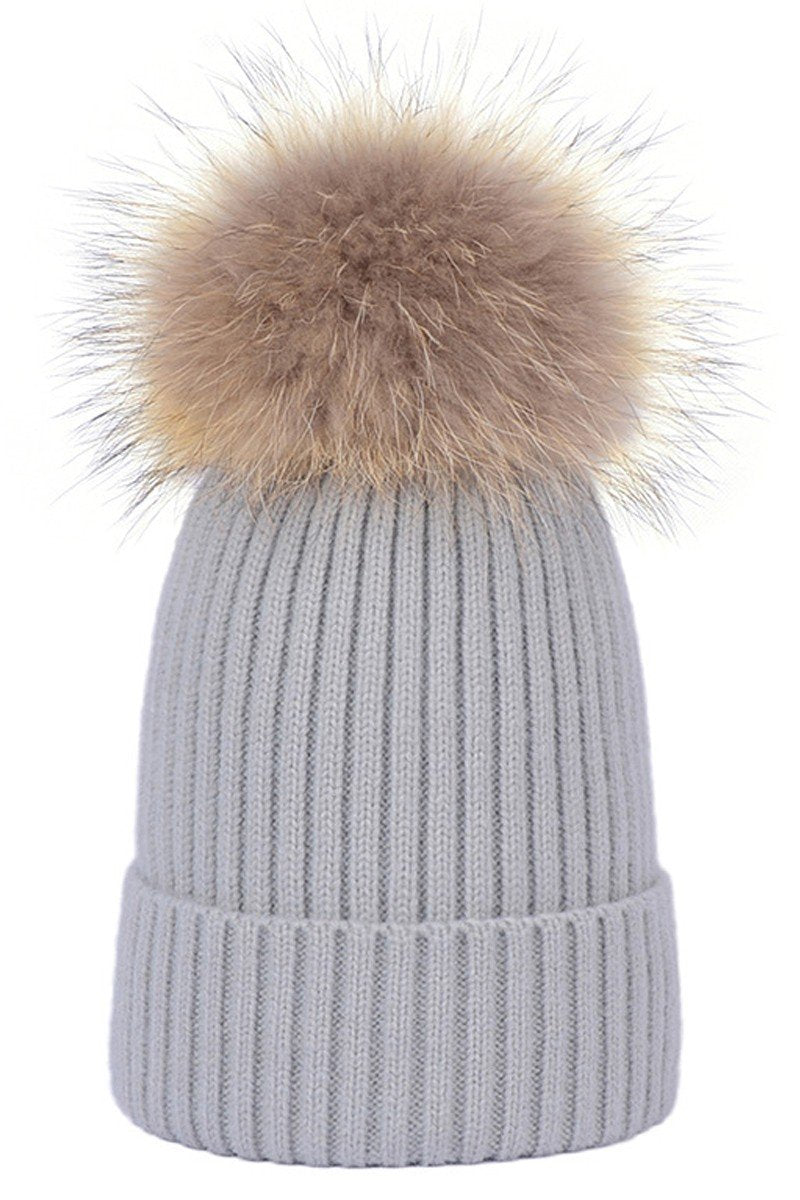 SIMPLE FASHION POM POM KNIT BEANIE