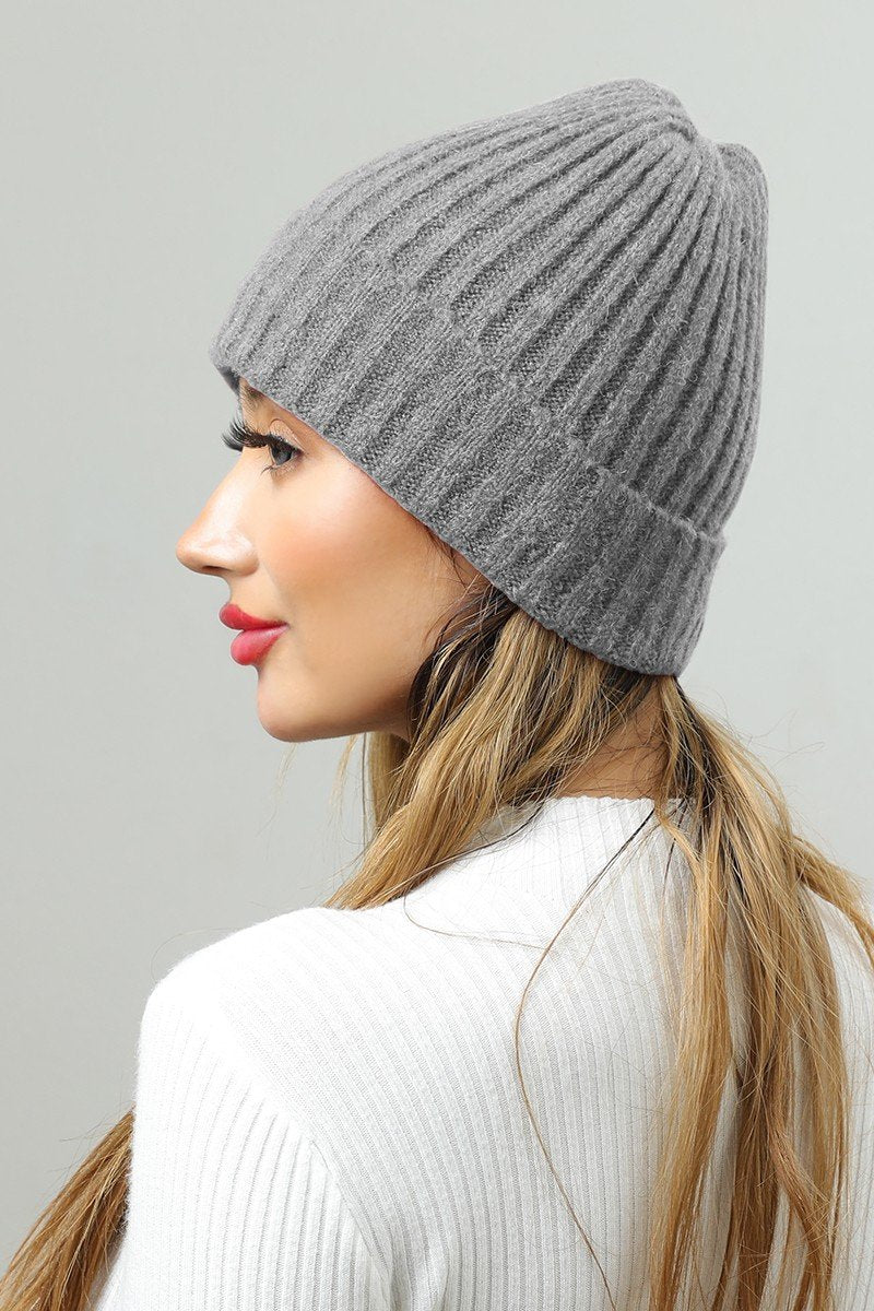 SOLID TRENDY ROLLUP KNIT BEANIE