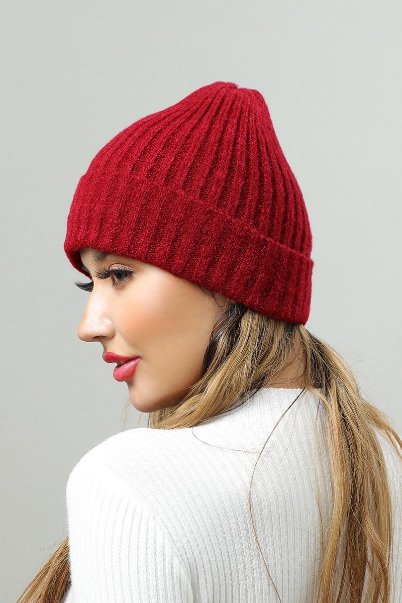 SOLID TRENDY ROLLUP KNIT BEANIE