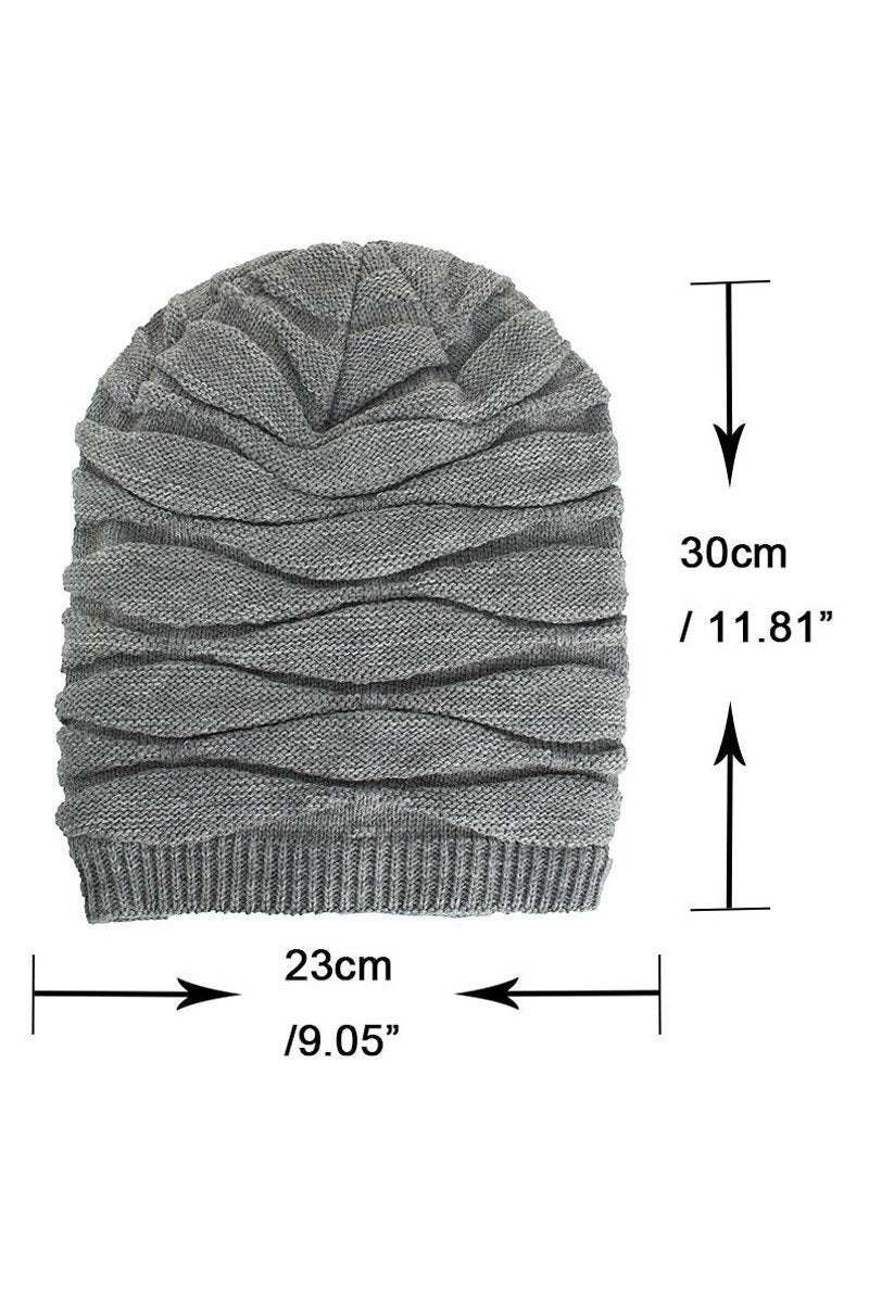 SIMPLE TRENDY WRINKLED KNIT BEANIE